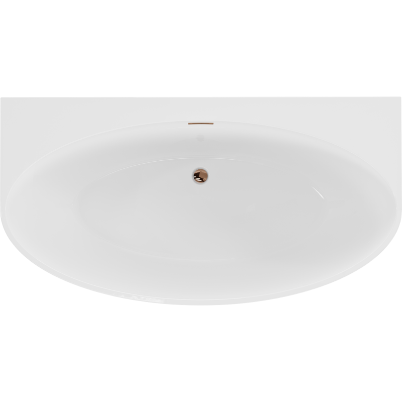 Mexen Bruna freistehende Anbauwanne 150 x 82 cm, weiß glänzend, Überlauf Roségold - 52731508200-60