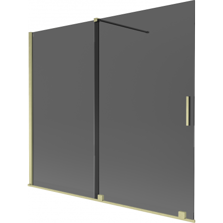Mexen Velar Badeabtrennung 2-flügelig verschiebbar 180 x 150 cm, Graphit, gebürstet Gold - 896-180-000-41-55