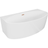 Mexen Bruna freistehende wandmontierte Badewanne 150 x 82 cm, weiß glänzend, Überlauf aus gebürstetem Kupfer - 52731508200-65