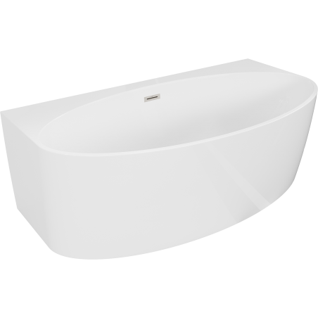 Mexen Bruna freistehende Wandbadewanne 150 x 82 cm, weiß glänzend, Überlauf gebürstetes Nickel - 52731508200-97