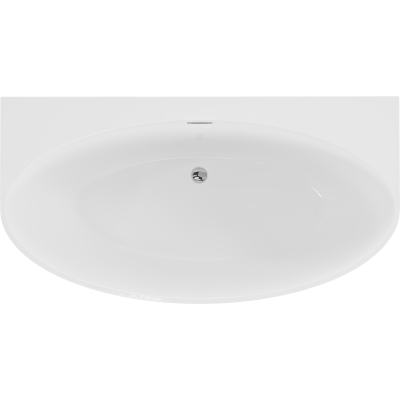 Mexen Bruna freistehende Anbau-Badewanne 170 x 88 cm, weiß glänzend, Überlauf Chrom - 52731708800-01