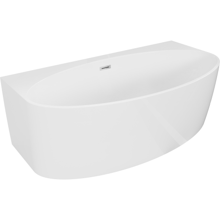 Mexen Bruna freistehende Anbau-Badewanne 170 x 88 cm, weiß glänzend, Überlauf Chrom - 52731708800-01