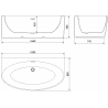 Mexen Bruna freistehende Anbau-Badewanne 170 x 88 cm, weiß glänzend, Überlauf Chrom - 52731708800-01