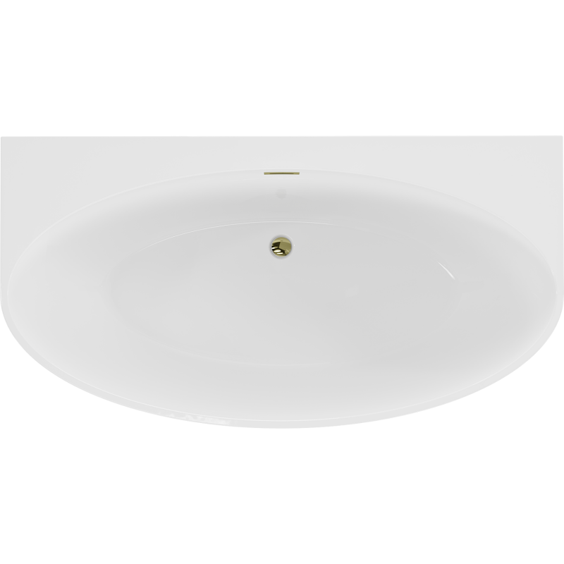 Mexen Bruna freistehende Wandbadewanne 170 x 88 cm, weiß glänzend, Überlauf gold - 52731708800-50