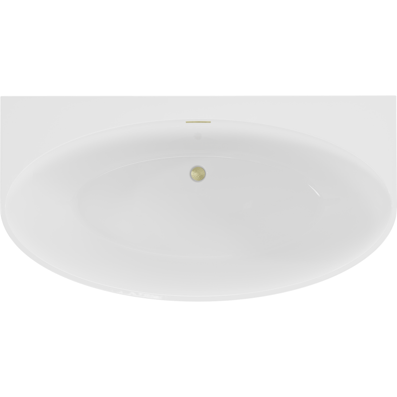 Mexen Bruna freistehende wandmontierte Badewanne 170 x 88 cm, weiß glänzend, Überlauf gold gebürstet - 52731708800-55