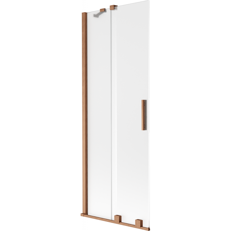 Mexen Velar Badewannenabtrennung 2-flügelig, verschiebbar 75 x 150 cm, matt, gebürstetes Kupfer - 896-075-000-31-65