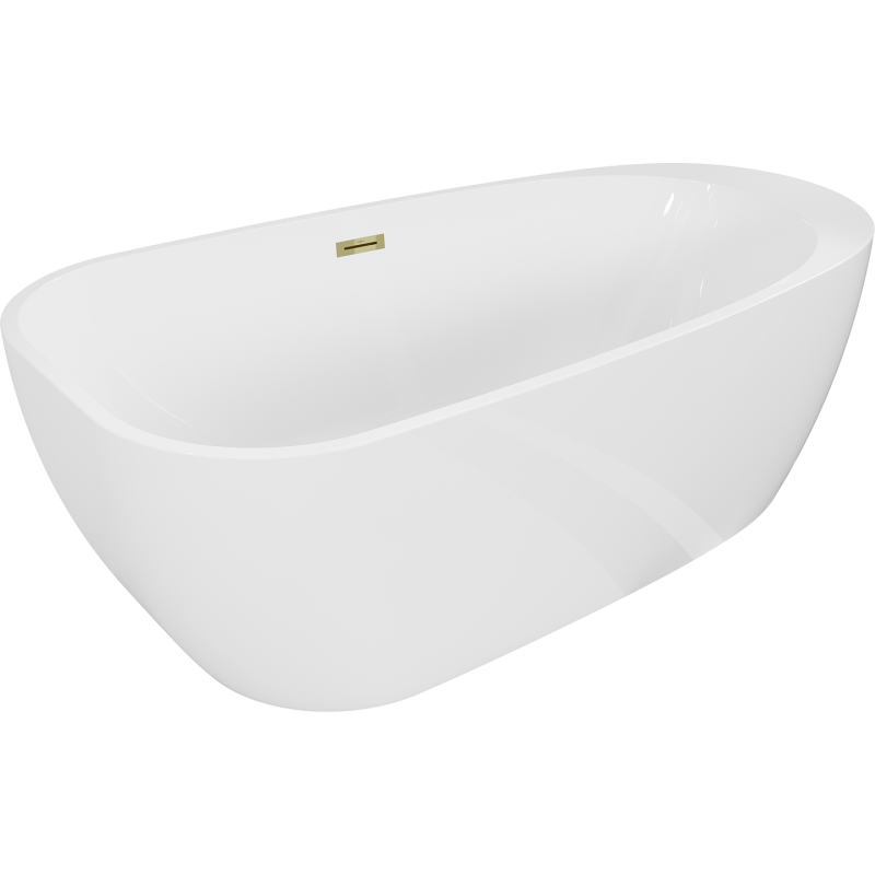 Mexen Giada freistehende Badewanne 170 x 90 cm, weiß glänzend, goldener Überlauf - 52741709000-50