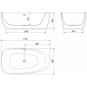 Mexen Giada freistehende Badewanne 170 x 90 cm, weiß glänzend, Überlauf gebürstetes Gold - 52741709000-55