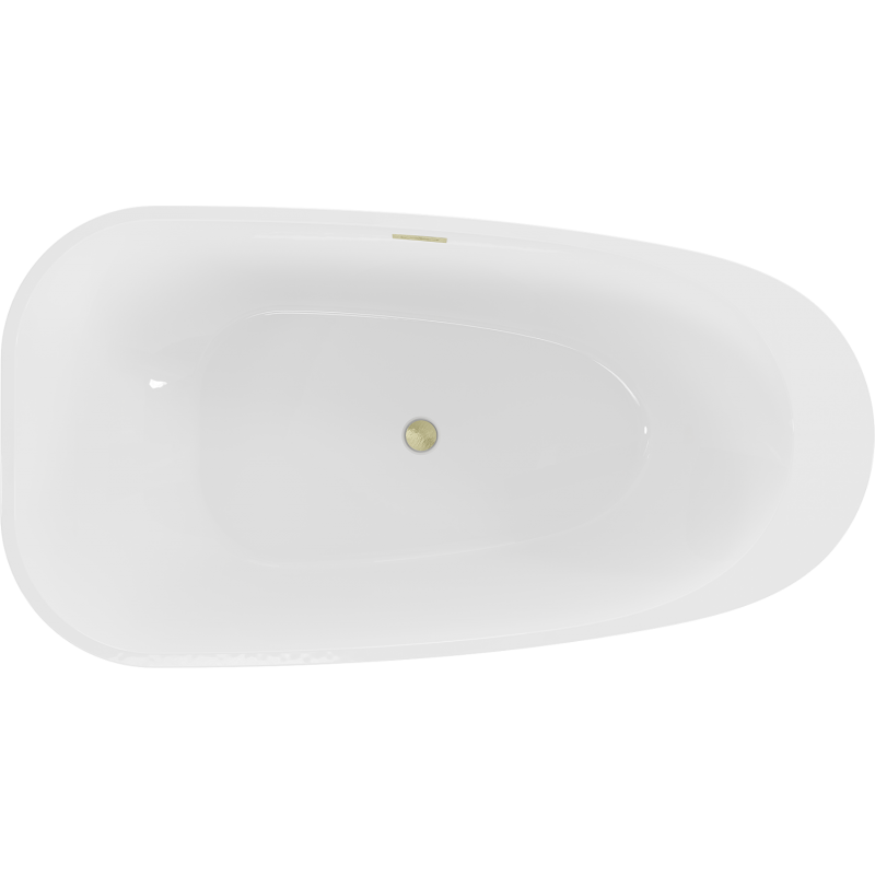 Mexen Giada freistehende Badewanne 170 x 90 cm, weiß glänzend, Überlauf gebürstetes Gold - 52741709000-55