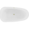 Mexen Giada freistehende Badewanne 170 x 90 cm, weiß glänzend, Überlauf gebürstetes Gold - 52741709000-55