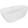 Mexen Giada freistehende Badewanne 170 x 90 cm, weiß glänzend, Überlauf gebürstetes Gold - 52741709000-55