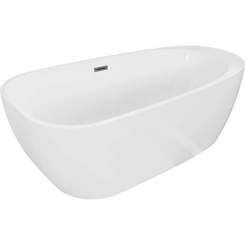 Mexen Giada freistehende Badewanne 170 x 90 cm, weiß glänzend, Überlauf gun gray gebürstet - 52741709000-66