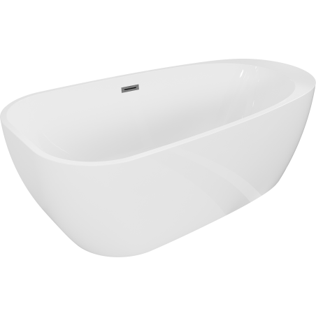 Mexen Giada freistehende Badewanne 170 x 90 cm, weiß glänzend, Überlauf gun gray gebürstet - 52741709000-66