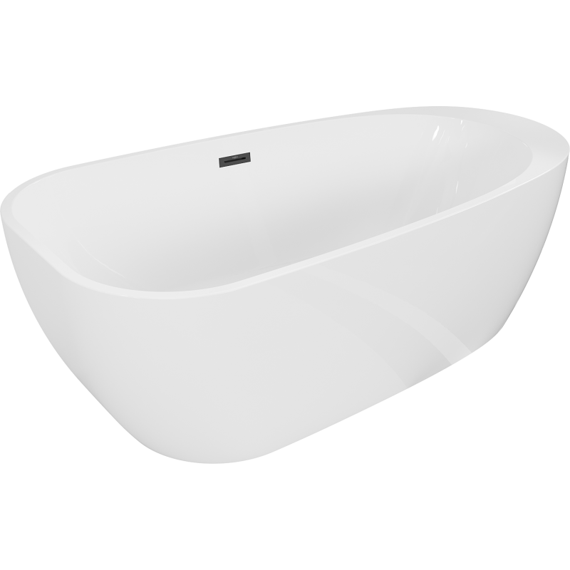 Mexen Giada freistehende Badewanne 170 x 90 cm, weiß glänzend, schwarzer Überlauf - 52741709000-70