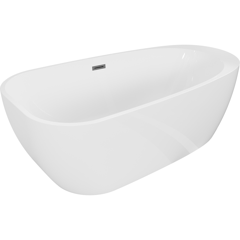Mexen Giada freistehende Badewanne 170 x 90 cm, Weiß Glanz, Überlauf Gun Metal - 52741709000-95