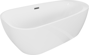 Mexen Giada freistehende Badewanne 170 x 90 cm, Weiß Glanz, Überlauf Gun Metal - 52741709000-95