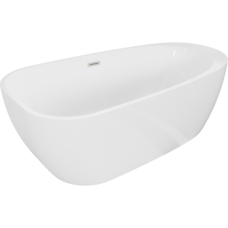 Mexen Giada freistehende Badewanne 170 x 90 cm, weiß glänzend, Überlauf gebürstetes Nickel - 52741709000-97