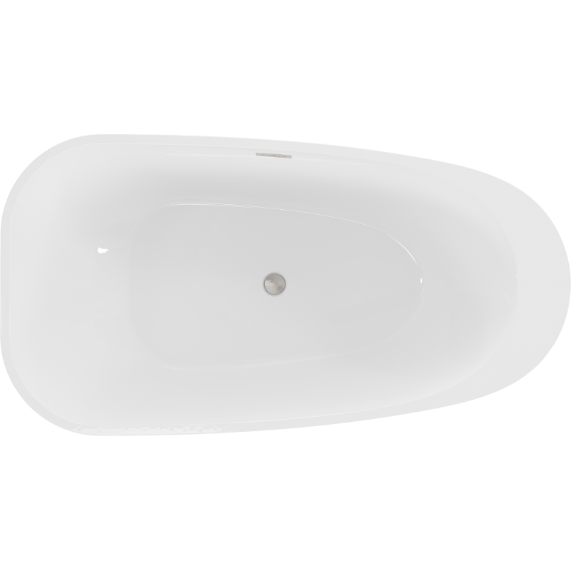 Mexen Giada freistehende Badewanne 170 x 90 cm, weiß glänzend, Überlauf gebürstetes Nickel - 52741709000-97