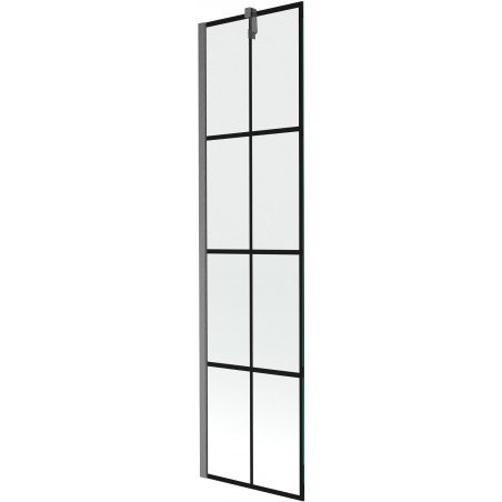 Mexen Next Badewannenabtrennung, 1-teilig, 50 x 150 cm, schwarzes Gitter, gebürstetes Gun Gray - 895-050-000-00-77-66