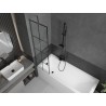 Mexen Next Badewannenabtrennung, 1-teilig, 50 x 150 cm, schwarzes Gitter, gebürstetes Gun Gray - 895-050-000-00-77-66