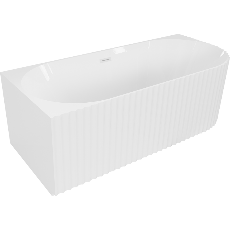 Mexen Gia freistehende Eckbadewanne geriffelt links 150 x 75 cm, weiß glänzend, weißer Überlauf - 52701507500L-20