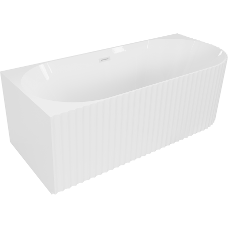 Mexen Gia freistehende Eckbadewanne geriffelt links 150 x 75 cm, weiß glänzend, weißer Überlauf - 52701507500L-20