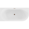 Mexen Gia freistehende Eckbadewanne, geriffelt, links 150 x 75 cm, weiß glänzend, Überlauf Roségold - 52701507500L-60