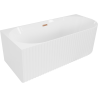 Mexen Gia freistehende Eckbadewanne geriffelt links 150 x 75 cm, weiß glänzend, Überlauf gebürstetes Kupfer - 52701507500L-65