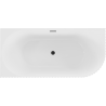 Mexen Gia Freistehende Eckbadewanne geriffelt links 150 x 75 cm, weiß glänzend, Überlauf schwarz - 52701507500L-70