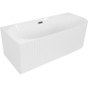 Mexen Gia Freistehende Eckbadewanne geriffelt links 150 x 75 cm, weiß glänzend, Überlauf schwarz - 52701507500L-70