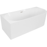 Mexen Gia freistehende Eckbadewanne geriffelt links 150 x 75 cm, weiß glänzend, Überlauf gebürsteter Nickel - 52701507500L-97
