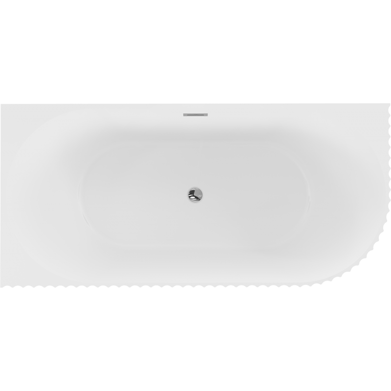 Mexen Gia freistehende Eck-Badewanne geriffelt links 150 x 75 cm, weiß matt, Überlauf chrom - 52701507501L-01