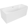 Mexen Gia freistehende Eck-Badewanne geriffelt links 150 x 75 cm, weiß matt, Überlauf chrom - 52701507501L-01