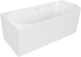 Mexen Gia freistehende Eckbadewanne, gerillt, links, 150 x 75 cm, weiße Matte, weißer Überlauf - 52701507501L-20