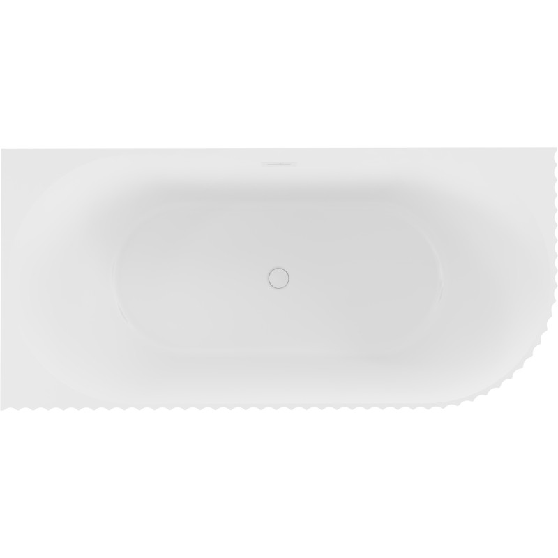Mexen Gia freistehende Eckbadewanne geriffelt links 150 x 75 cm, weiß matt, Überlauf weiß - 52701507501L-20
