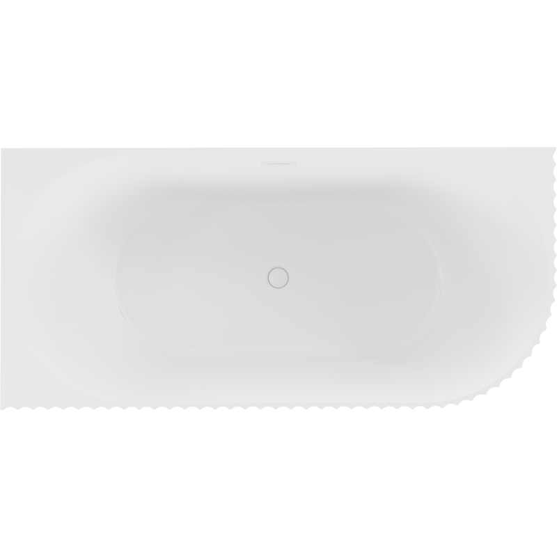 Mexen Gia freistehende Eckbadewanne, gerillt, links, 150 x 75 cm, weiße Matte, weißer Überlauf - 52701507501L-20
