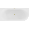 Mexen Gia freistehende Eckbadewanne gerillt links 150 x 75 cm, weiß matt, Überlauf gold gebürstet - 52701507501L-55