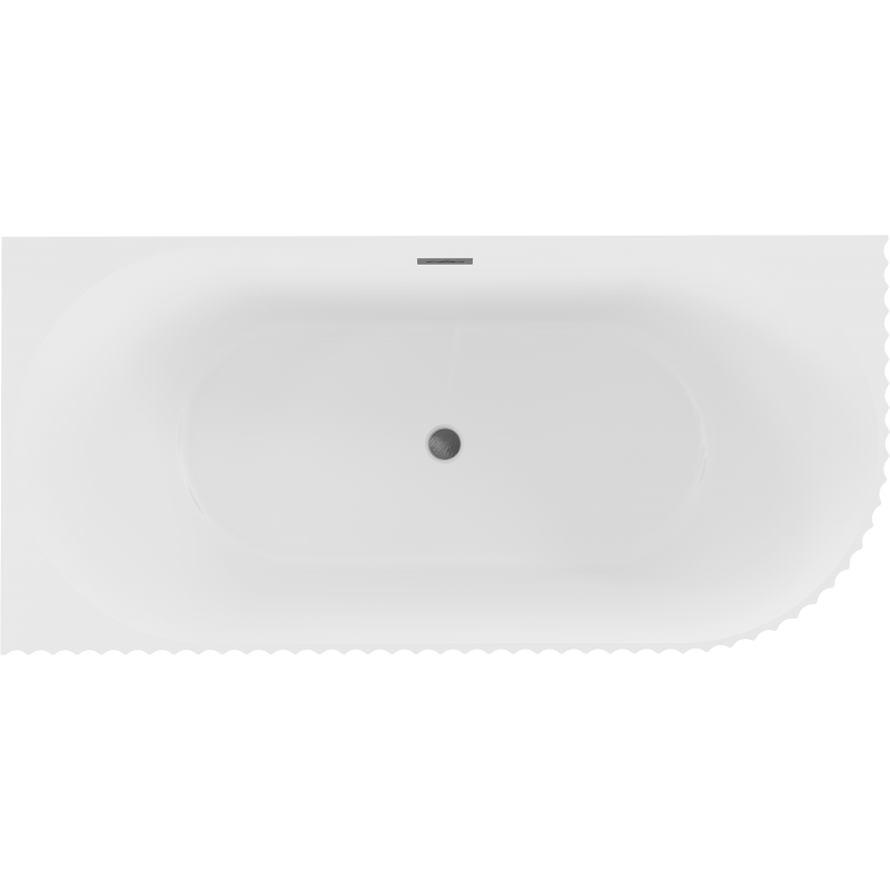 Mexen Gia freistehende Eckbadewanne links geriffelt 150 x 75 cm, weiß matt, Überlauf gun gray gebürstet - 52701507501L-66