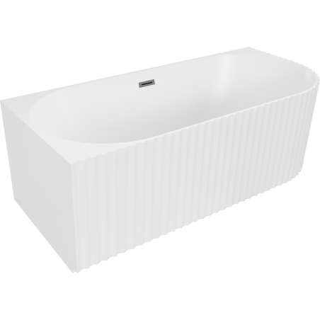 Mexen Gia freistehende Eckbadewanne links geriffelt 150 x 75 cm, weiß matt, Überlauf gun gray gebürstet - 52701507501L-66