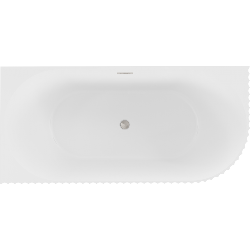 Mexen Gia freistehende Eckbadewanne geriffelt links 150 x 75 cm, weiß matt, Überlauf gebürsteter Nickel - 52701507501L-97