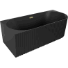 Mexen Gia freistehende Eckbadewanne geriffelt links 150 x 75 cm, schwarz matt, Überlauf gold - 52701507571L-50