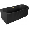 Mexen Gia freistehende Eckbadewanne mit Riffelung links 150 x 75 cm, schwarz matt, Überlauf gebürstet gold - 52701507571L-55