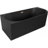 Mexen Gia freistehende Eckbadewanne gerillt links 150 x 75 cm, schwarz matt, Überlauf gebürstetes Kupfer - 52701507571L-65