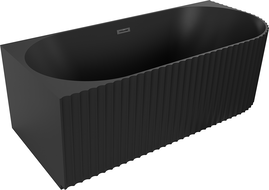 Mexen Gia freistehende Eckbadewanne gerillt links 150 x 75 cm, schwarz matt, Überlauf schwarz - 52701507571L-70