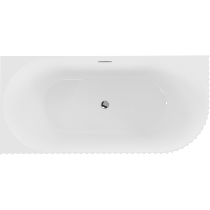 Mexen Gia freistehende Eckbadewanne geriffelt links 170 x 80 cm, weiß glänzend, Überlauf Chrom - 52701708000L-01