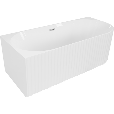 Mexen Gia freistehende Eckbadewanne geriffelt links 170 x 80 cm, weiß glänzend, Überlauf Chrom - 52701708000L-01