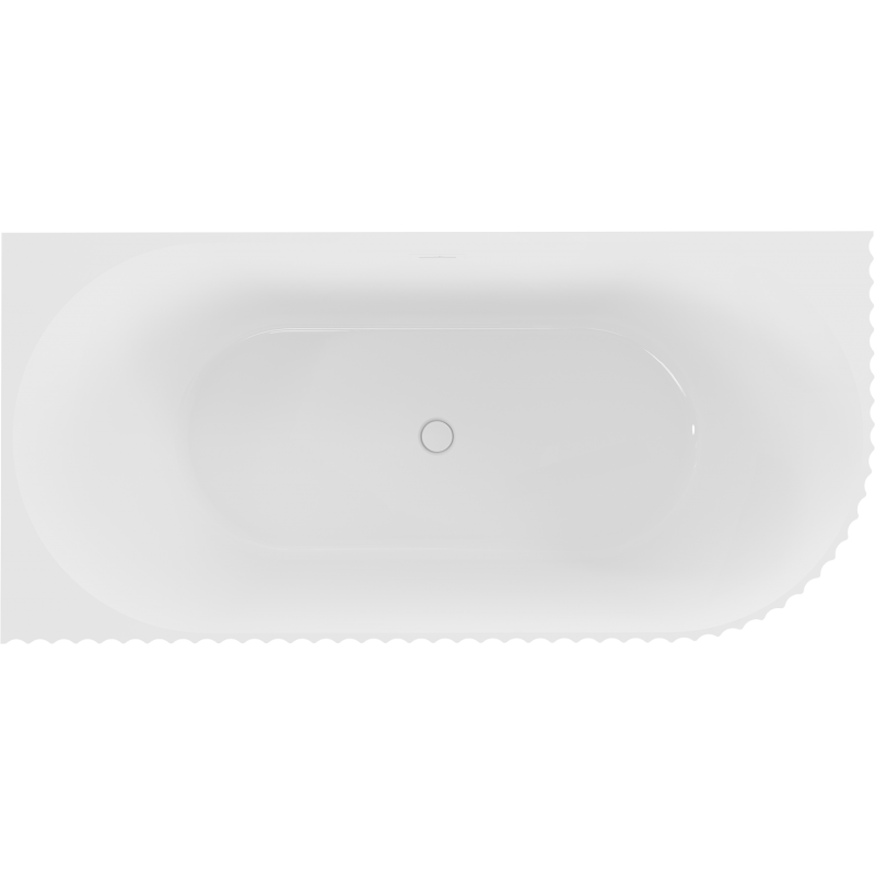 Mexen Gia freistehende Eckbadewanne geriffelt links 170 x 80 cm, glänzend weiß, Überlauf weiß - 52701708000L-20