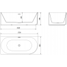 Mexen Gia freistehende Eckbadewanne gerillt links 170 x 80 cm, weiß glänzend, Überlauf gold - 52701708000L-50