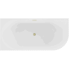 Mexen Gia freistehende Eckbadewanne gerillt links 170 x 80 cm, weiß glänzend, Überlauf gold gebürstet - 52701708000L-55