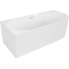 Mexen Gia freistehende Eckbadewanne gerillt links 170 x 80 cm, weiß glänzend, Überlauf gold gebürstet - 52701708000L-55